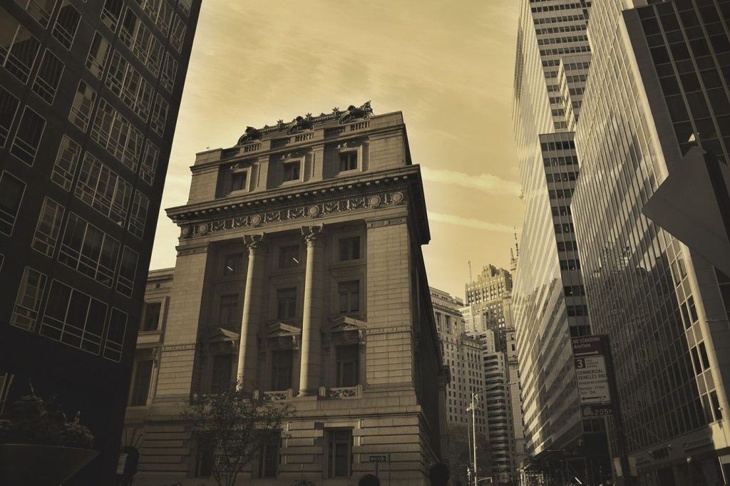 Skyscrapers in a financial district